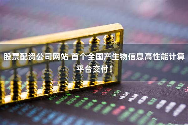 股票配资公司网站 首个全国产生物信息高性能计算平台交付！